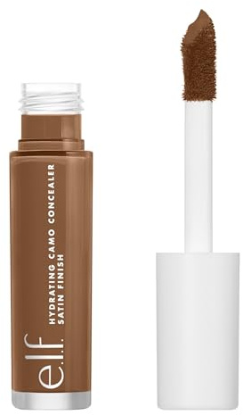 e.l.f. Hydrating Camo Concealer, Faltenfreie und Vollständige Abdeckung, Satiniertes Finish, Deckt ab, Korrigiert und Betont, Rich Chocolate