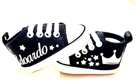 SCARPETTE NEONATO PERSONALIZZATE BIMBO e BIMBA, SCARPE DA GINNASTICA ALTE TELA NEONATO PERSONALIZZATE CON NOME E FIGURA