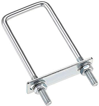 sourcing map 2 Stück M8 Vierkant U-Bolzen Quadratische Bügelbolzen Bügelschrauben 2(50mm) Innenbreite 130mm Länge mit Mutternrahmen und Befestigungselementen, Kohlenstoffstahl