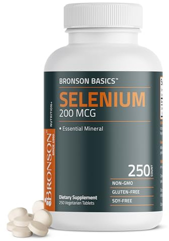 Bronson Selenium 200 mcg Immune & Antioxidant Support Essential Mineral, 250 Vegetarian Tablets