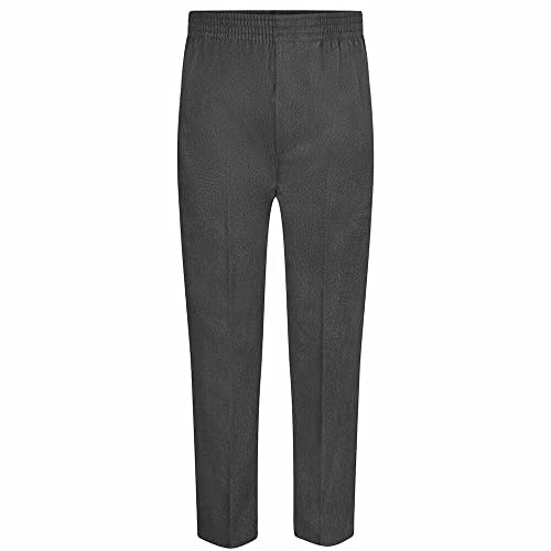 Listers Schoolwear Pantalones escolares elásticos fáciles de vestir para niños - Gris, negro y azul marino - Ajuste cómodo para todo el día, tallas 2-16 años, gris, 11-12 años