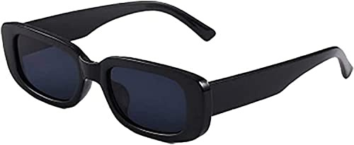 JBINNGROUSE Retro Small Frame Sunglasses - Men And Women Trendy Rectangular Sunglasses - Cross-Border All-Match (Black)