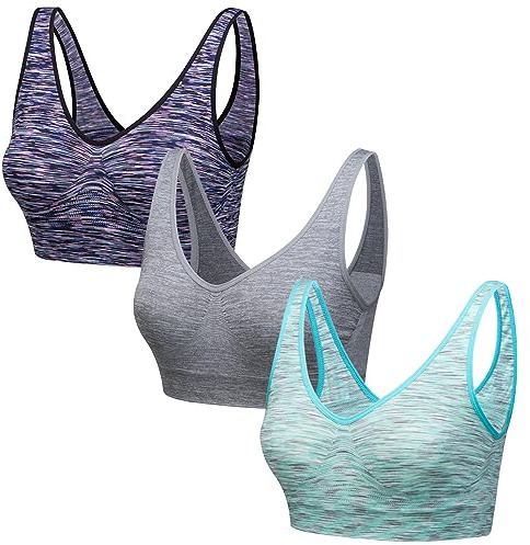 Blu Apparel Seamless Comfort Stretch Bra Marl 3 9 Pack Multiapack Bras Sleep Maternity Bras No Pads No Underwire (UK, Alpha, 5XL, Regular, Regular, Navy/Aqua/Grey)