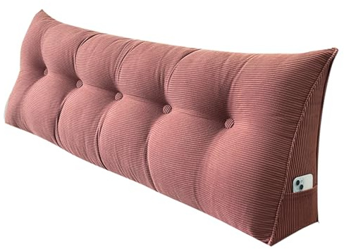 Cuscino Testata Letto Matrimoniale/Singolo 140/160 Triangolare Cuscini Grandi per Testiera Letto Imbottito Cuneo da Lettura Sfoderabile Cuscino Schienale da Lettura per Letto E Divano(70X20X50cm,Bean)
