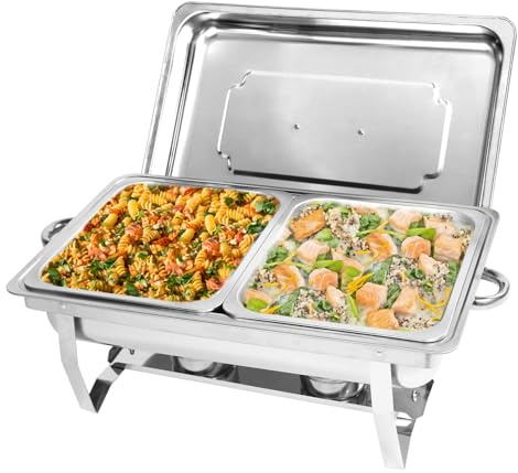 Jacgood Chafing Dish Profi Set Toulouse, Edelstahl Warmhaltebehälter, Speisewärmer, Rechaud, Chafing Dishes für Catering, Buffet und Party (1 Packung 1/2 GN)