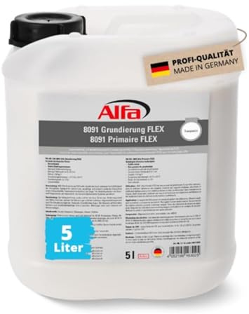 Alfa 1x Grundierung FLEX 5 Liter Primer Voranstrich und Tiefengrundierung zur Verbesserung der Haftfähigkeit 1K Flachach-Abdichtung FLEX