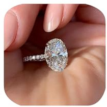 3CT 925 Bagues de fiançailles en argent sterling coupé ovale Solitaire Cubic Zirconia CZ Rings de promesse de mariage pour ses bandes de diamant simulées classiques pour femmes taille 6-10 (6 #),
