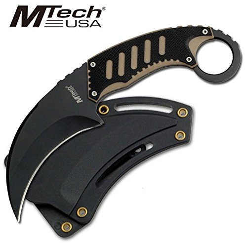 Armeeverkauf MTech Messer Karambit schwarz 440 Fahrtenmesser G10 Griff Scheide MT-665BT