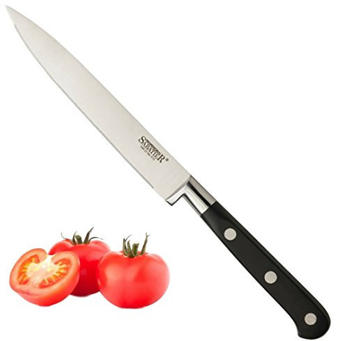 Taylors Eye Witness Sabatier Professional Multi-use Serrated Knife - 5in/12.5cm Full Tang Blade Forged from Taper Ground Stainless Steel, Triple Rivet Comfort Handle. Sharper for Longer