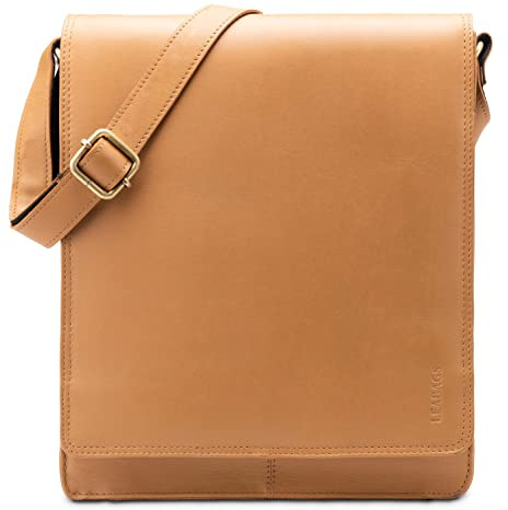 LEABAGS London Umhängetasche Herren Leder – Herrentasche zum Umhängen Echtes Leder 32x26x8 cm Kleine Schultertasche Vintage