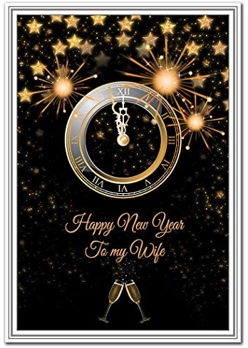 Happy New Year Cards - Family Members Friends - Luxury Quality Greeting Wishes (Wife New Year card)