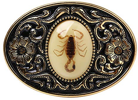 HUABOLA CALYN Belt Buckle for Men- Unique Luminous Stone Native American White 3D Scorpion Animal Belt Buckle for Women