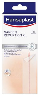 Hansaplast Narben Reduktion (21 Stück je 3 cm x 14,6 cm), Narbenpflaster zur Reduktion der Sichtbarkeit von Narben, macht Narben dauerhaft flacher, heller und weicher