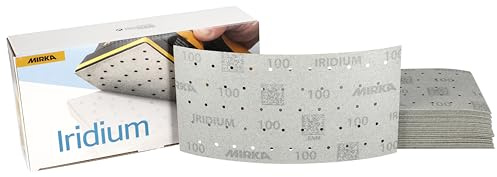 Mirka papel de lija Iridium 115x230mm cierre adhesivo 55 agujeros | Papel de lija premium con cierre adhesivo 55 agujeros ideal para lacas masilla imprimación madera acero plástico