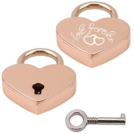 Lucchetto a Forma di Cuore,Mini Lucchetti a Cuore con Chiave e Inciso Serrature d'amore per bagaglio Diario Della Borsa Regalo Oro Rosa