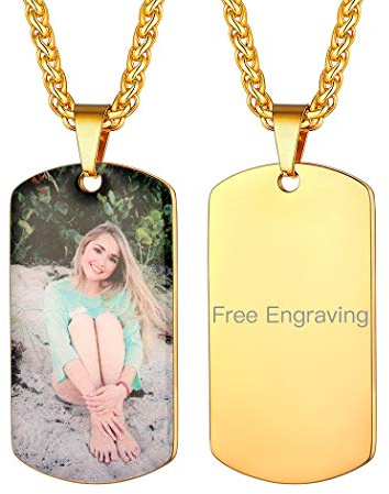 Suplight Damen Herren Kette/Schlüsselanhänger personalisiert Foto Bilder Anhänger Edelstahl/18K Vergoldet/Synthetisches Kristall Modeschmuck mit Geschenkbox