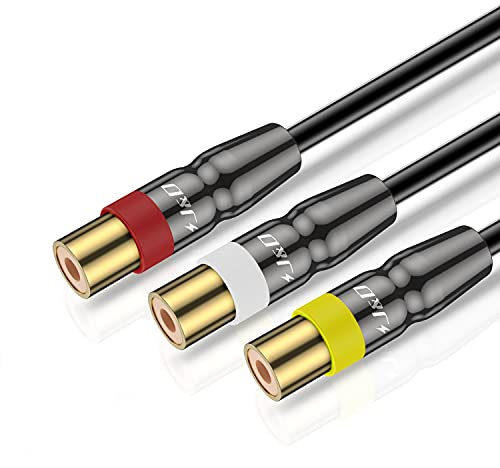 J&D Cavo da 3RCA a 3RCA Prolunga, Cavo RCA Guscio in Rame Heavy Duty 3 RCA Maschio a 3 RCA Femmina Cavo Audio Stereo, Cavi RCA, 0.9 Meter