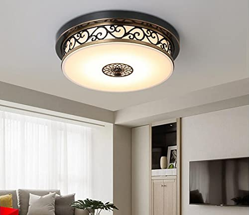 LED Deckenleuchte Vintage Bronze Design Dimmbar 3 Farben Lampe Rustikal Landhaus stil Industrielle Rund Deckenlampe Pendelleuchte Beleuchtung für Flur Wohnzimmer Schlafzimmer Büro Küchen Bar (40cm)