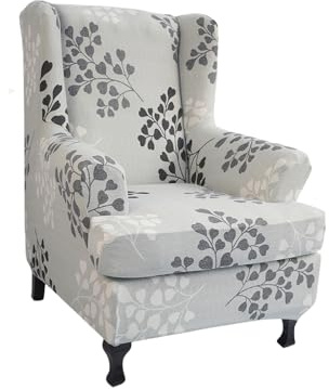 NILUOH Wing Chair Slipcovers 2 Pieces Stretch Spandex Wingback Chair Covers Washable Slipcover for Wingback Armchairs Non-Slip Furniture Protector with Elastic Bottom for Living Room