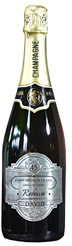 Personalised Pewter Champagne Bottle Gift Engraved/Label/Men Women/Modern Frame/Birthday Anniversary/Silver 1 x