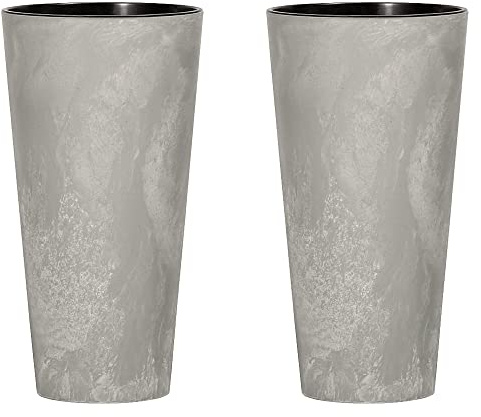 WELL HOME MOBILIARIO & DECORACIÓN 2X Tubus Slim Effect de plástico con depósito en Color Cemento, 38,1 (Alto) x 20 (Ancho) x 20 (Profundo) cms