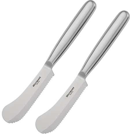 Westmark 2 Frühstücks-/Buttermesser, mit Wellenschliff und breiter Klingenspitze, Länge: 22 cm, Rostfreier Edelstahl, Silber, 135922E3