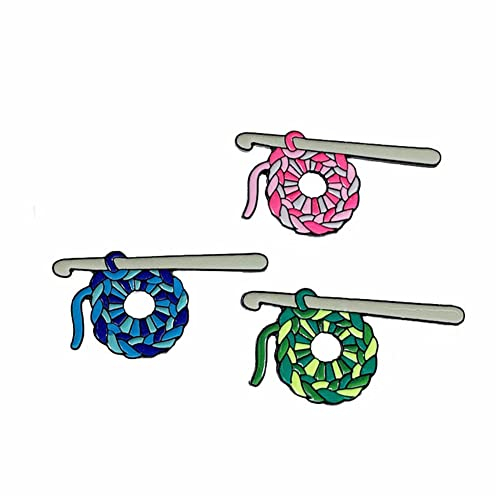 3Pcs Retro Knitting Wool Ball Crochet Hook Grandma's Jewelry Gift Enamel Brooch Knit a Sweater Creative Badge Knitter Lapel Pin Sewing Knitting Themed Gift for Knitter Sewing Lovers