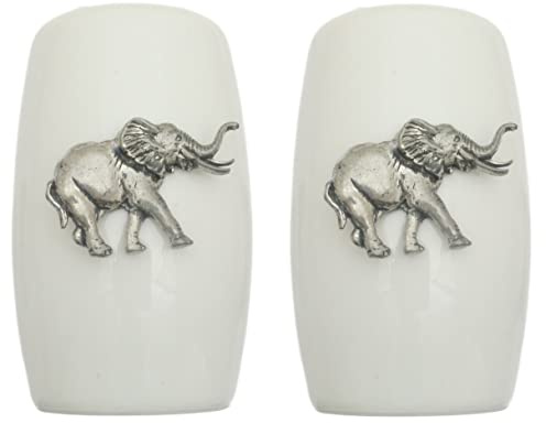 Elephant China Salt and Pepper Shakers Cruet Set Modern White CSP 116
