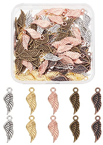 SUPERFINDINGS Engelsflügel-Charm-Anhänger Im Tibetischen Stil, Legierungs-Feder-Anhänger Verschiedene Flügel-Charm-Perlen Für DIY-Armband-Halsketten-Schmuckherstellung