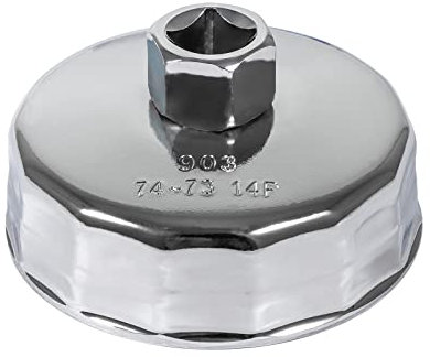 74mm Oil Filter Wrench 14 Flutes Oil Filter Removal Tool for Mercedes Benz, Sprinter, Audi, Porsche, Volkswagen, Mazda, and More, Oil Filter Cup Wrench Tool Fits Select Mobil1, Bosch, Mahle, Fram