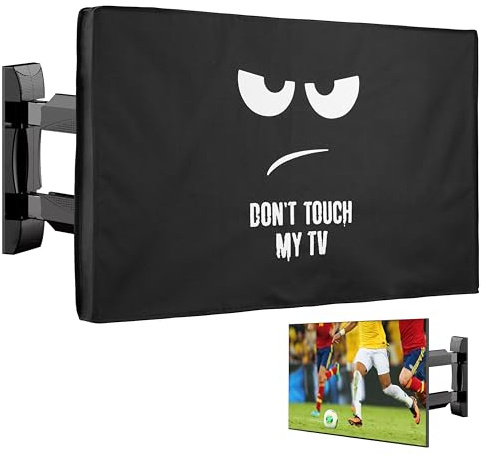 kwmobile Housse écran TV pour 43 TV - Housse de protection pour extérieur contre intempéries - blanc-noir