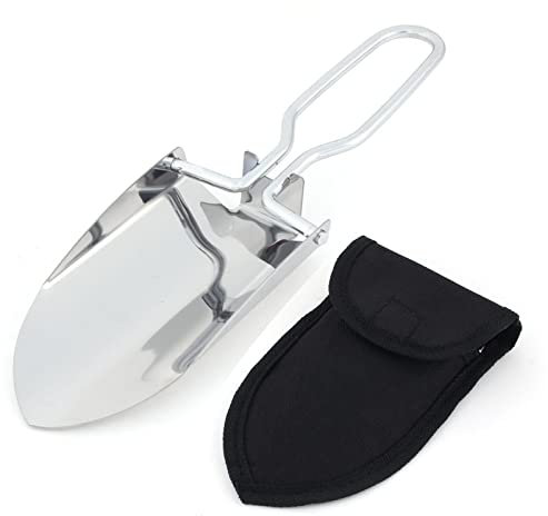 WVRLY Pala pieghevole da scavo in acciaio inox da campeggio portatile pieghevole mini vanga con custodia per il trasporto all'aperto vanga da giardino per escursioni zaino in spalla giardinaggio