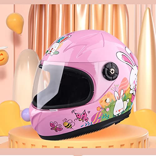 QJWM Casco De Motocicleta De Cara Completa para Niños Certificado Dot/ECE con Visera Solar Y Babero Termoaislante para Niños Y Niñas De 2 A 14 Años B,47~55cm