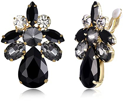 Clearine Ohrclips auf Hochzeit für Damen Braut Teardrop Marquise Schliff Strass Statement Ohrringe für Prom Party klar Gold-Ton