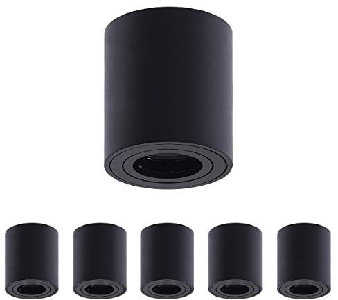 Oktaplex 6 pezzi faretto da superficie Lile M per moduli GU10 & LED 230 V faretto da superficie alluminio tondo faretto da superficie LED nero