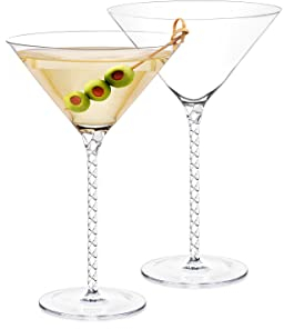 Wilmax - Bicchieri da martini fatti a mano, set da 2-200 ml - Bicchieri da cocktail, grappa - Set di bicchieri da bevanda - Perfetti per la casa, i ristoranti e le feste
