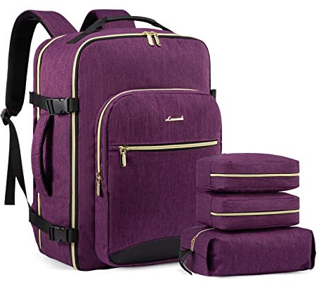 LOVEVOOK Reiserucksack Handgepäck Flugzeug, 40L Koffer Rucksack Damen Groß Travel Carry On Backpack für 17 Zoll Laptop, Wasserdicht Weekender Reisetasche für Reise Business Geschäftsreise Wandern