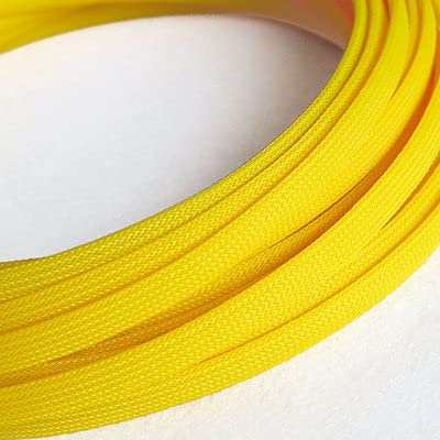 Insulated PET Braid Sleeving 3/4/6/8/10/12/14/16mm Tight 1/5/10M High Density Wire Wrap Sheath Protection Black Red Cable sleeve-Yellow,3mm,1M