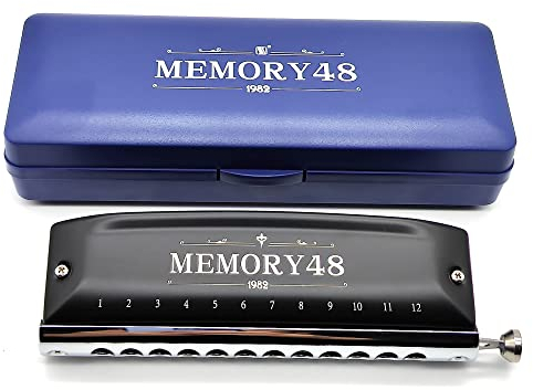 SWAN MEMORY48 Chromatische Mundharmonika Tonart C, 12-Loch 48 Töne Mundorgel, professionelle Mundharmonika für Erwachsene, Anfänger und Studenten, ME-1248, Schwarz