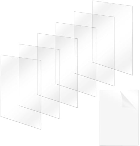 YKUKIZEE 6 Pack A3 Clear Acrylic Sheets 2 mm Thick Acrylic Panels | 42 x 29 cm, Transparent, with Protective Film, for Picture Frame Sign Painting Display DIY Projects