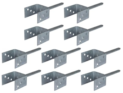10 x U Bodenanker/Pfostenanker 9x9 cm zum Einbetonieren von Zaunpfosten aus Stahl, verzinkt im günstigen Aktionsset