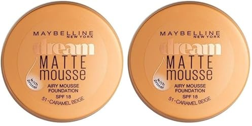 Maybelline New York Make Up, Dream Matte Mousse Make-Up, Mattierend, Nr. 30 Sand (Packung mit 2)