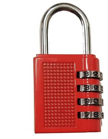 ARA CHOICE Combination Number Locks 4 Digit Padlock Locker Lock Home Office Travel Luggage Padlocks with Code Outdoor Heavy Duty Weatherproof for School Gym Cabinet Garage Gate Shed (Red)