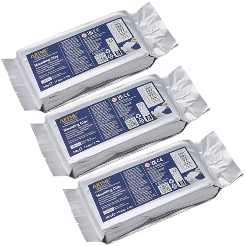 ARTME Arcilla1500g (500g x 3) Pasta de modelar para artes y manualidades creativas, secado al aire, paquete individual