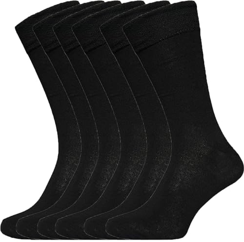 ZombaFlo Lot de 6 paires de chaussettes diabétiques pour femme – Non élastiques – Riche en coton | Chaussettes douces pour femme 37-40, Noir , ^
