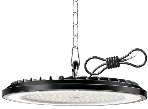 1 Pièce Lampe Eclairage Atelier 200W, 30000LM UFO Eclairage Plafonnier LED Garage avec Chaine, 6000K Projecteur LED Intérieur, IP65 Étanche Éclairage de Plafond pour Garage, Entrepôt, Gymnase