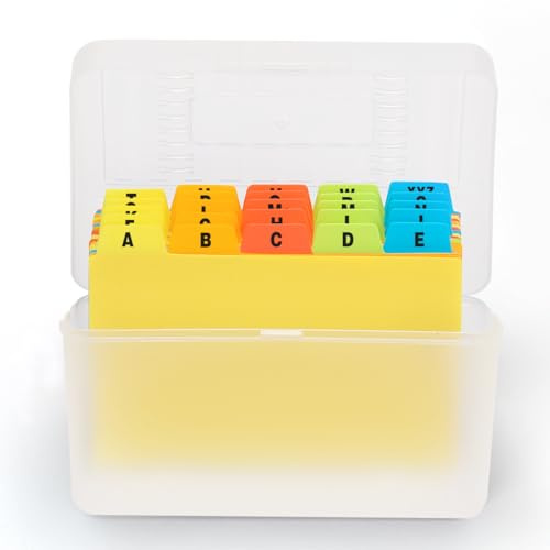 H4D Index Card Holder 3x5 Inches with 25 Plastic Dividers, Clear