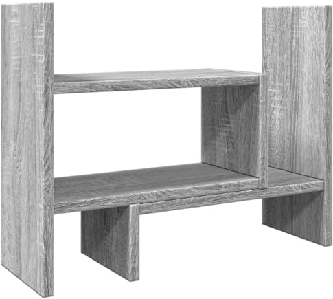 vidaXL Schreibtisch Organizer, Tischorganizer DIY Drehbar Verstellbar, Regal Bücherregal für Büro Zuhause, Schreibtischregal Büro-Organizer, Grau Sonoma Holzwerkstoff