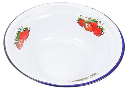 COLLBATH Tazón De Esmalte Vintage Para Sopa y Ensaladas Gran Capacidad Resistente y Multifuncional Para Diseño Retro Con Flor De