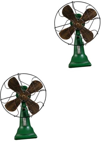 SEWOART 2piezas Adorno De Escritorio Vintage De Ventilador Retro y Decoración De Casa y Accesorio Rústico Para Fotografía Color Verde